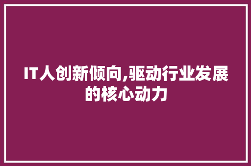 IT人创新倾向,驱动行业发展的核心动力