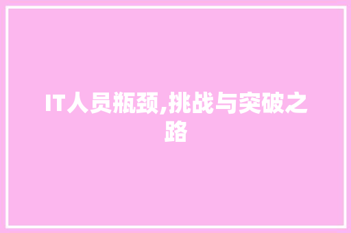IT人员瓶颈,挑战与突破之路