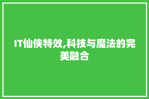 IT仙侠特效,科技与魔法的完美融合