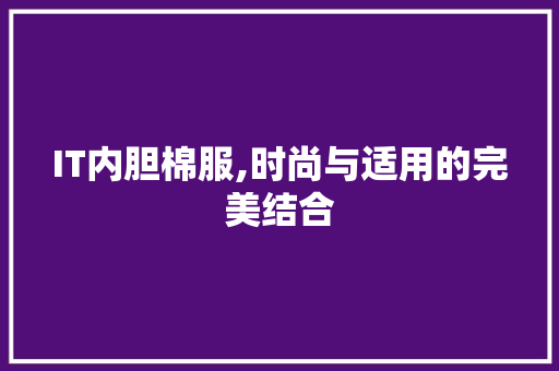 IT内胆棉服,时尚与适用的完美结合