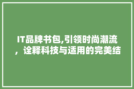 IT品牌书包,引领时尚潮流，诠释科技与适用的完美结合
