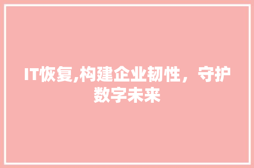 IT恢复,构建企业韧性，守护数字未来