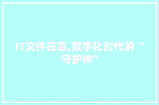 IT文件日志,数字化时代的“守护神”