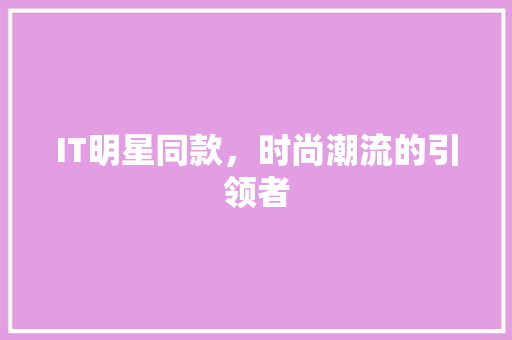 IT明星同款，时尚潮流的引领者