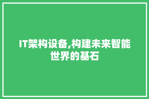 IT架构设备,构建未来智能世界的基石