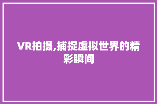 VR拍摄,捕捉虚拟世界的精彩瞬间