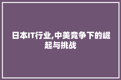 日本IT行业,中美竞争下的崛起与挑战