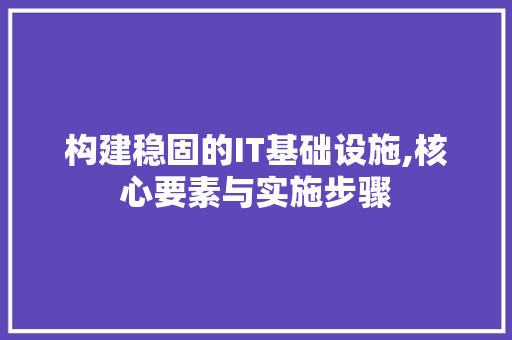 构建稳固的IT基础设施,核心要素与实施步骤