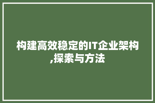 构建高效稳定的IT企业架构,探索与方法