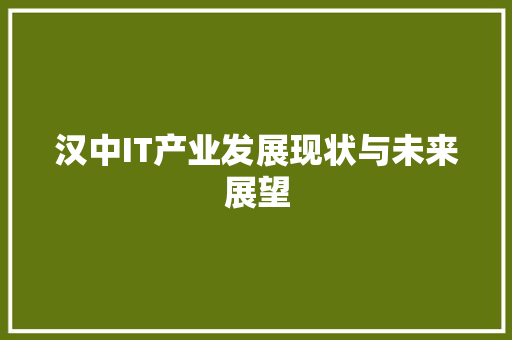 汉中IT产业发展现状与未来展望