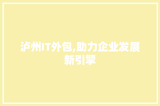 泸州IT外包,助力企业发展新引擎