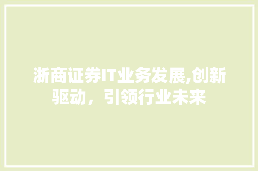 浙商证券IT业务发展,创新驱动，引领行业未来