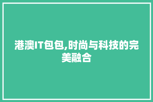 港澳IT包包,时尚与科技的完美融合