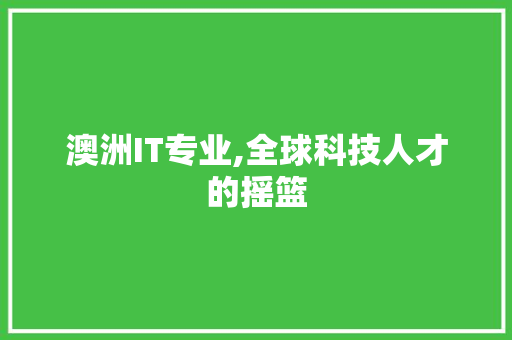 澳洲IT专业,全球科技人才的摇篮