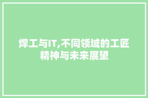 焊工与IT,不同领域的工匠精神与未来展望