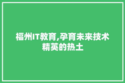 福州IT教育,孕育未来技术精英的热土