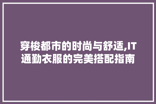 穿梭都市的时尚与舒适,IT通勤衣服的完美搭配指南