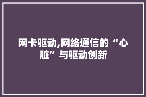 网卡驱动,网络通信的“心脏”与驱动创新