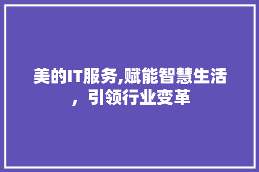 美的IT服务,赋能智慧生活，引领行业变革