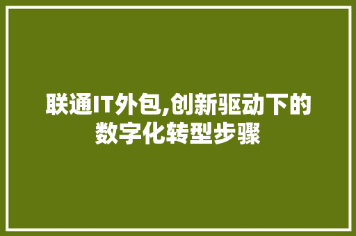 联通IT外包,创新驱动下的数字化转型步骤