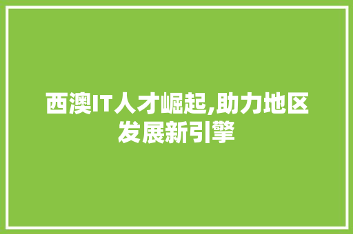 西澳IT人才崛起,助力地区发展新引擎