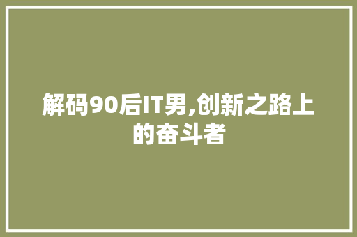 解码90后IT男,创新之路上的奋斗者
