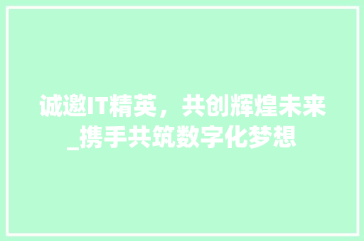 诚邀IT精英，共创辉煌未来_携手共筑数字化梦想