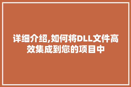 详细介绍,如何将DLL文件高效集成到您的项目中