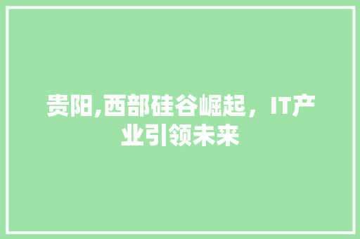 贵阳,西部硅谷崛起，IT产业引领未来