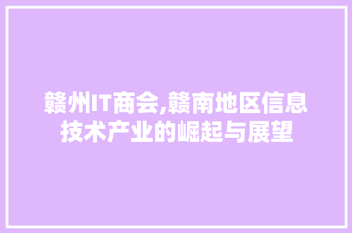 赣州IT商会,赣南地区信息技术产业的崛起与展望