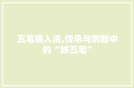 五笔输入法,传承与创新中的“姊五笔”