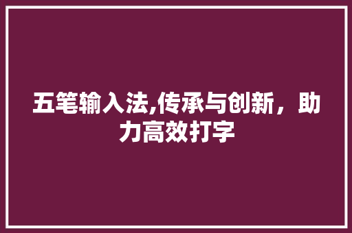 五笔输入法,传承与创新，助力高效打字