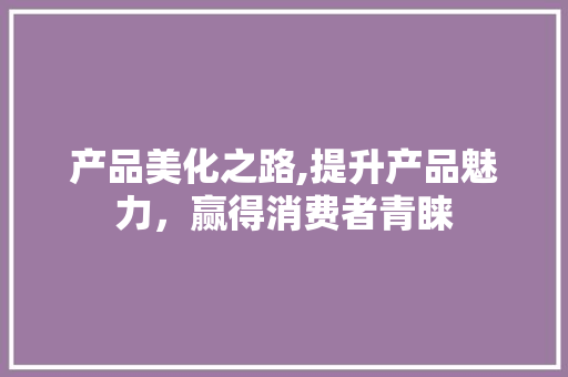 产品美化之路,提升产品魅力，赢得消费者青睐