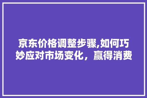 京东价格调整步骤,如何巧妙应对市场变化，赢得消费者青睐