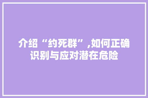 介绍“约死群”,如何正确识别与应对潜在危险