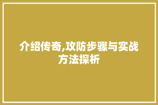 介绍传奇,攻防步骤与实战方法探析
