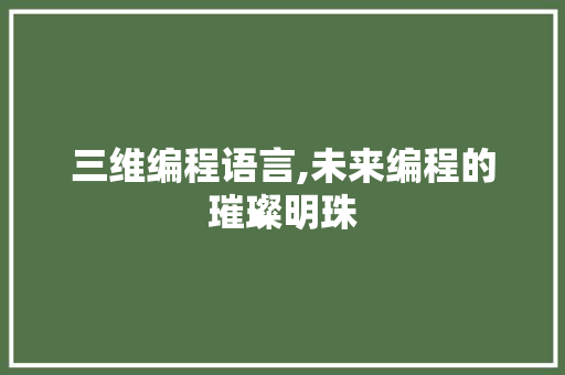 三维编程语言,未来编程的璀璨明珠