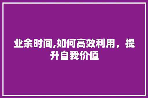 业余时间,如何高效利用，提升自我价值