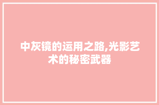 中灰镜的运用之路,光影艺术的秘密武器