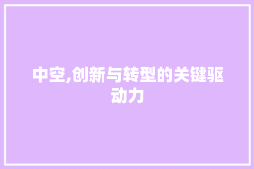 中空,创新与转型的关键驱动力