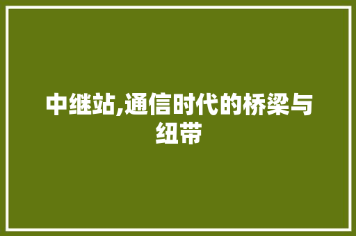 中继站,通信时代的桥梁与纽带