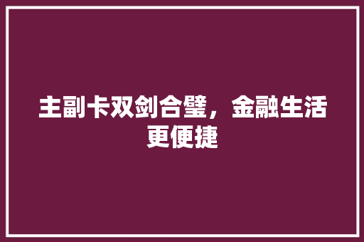 主副卡双剑合璧，金融生活更便捷