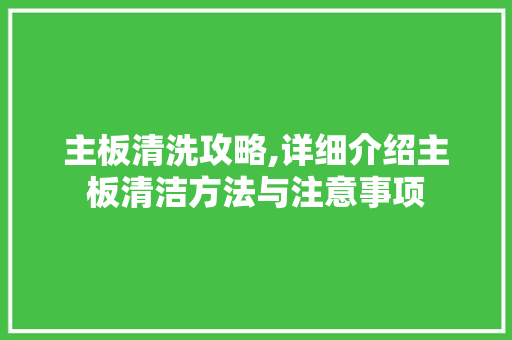 主板清洗攻略,详细介绍主板清洁方法与注意事项