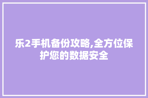 乐2手机备份攻略,全方位保护您的数据安全