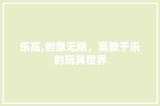 乐高,创意无限，寓教于乐的玩具世界