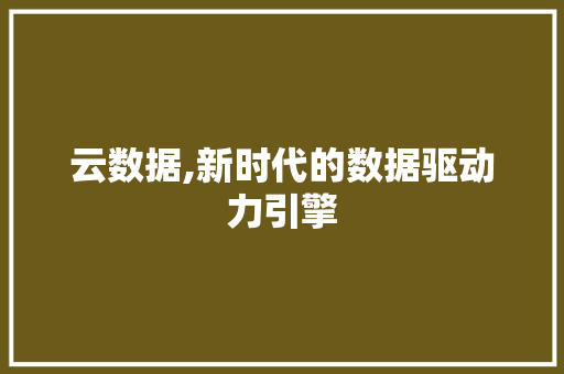 云数据,新时代的数据驱动力引擎