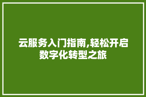 云服务入门指南,轻松开启数字化转型之旅
