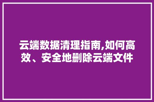 云端数据清理指南,如何高效、安全地删除云端文件