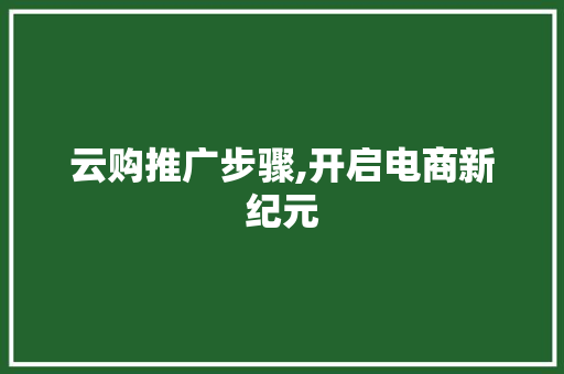 云购推广步骤,开启电商新纪元