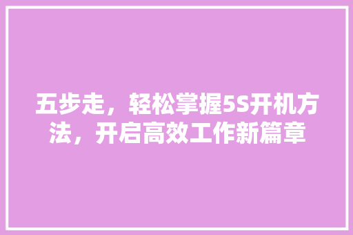 五步走，轻松掌握5S开机方法，开启高效工作新篇章
